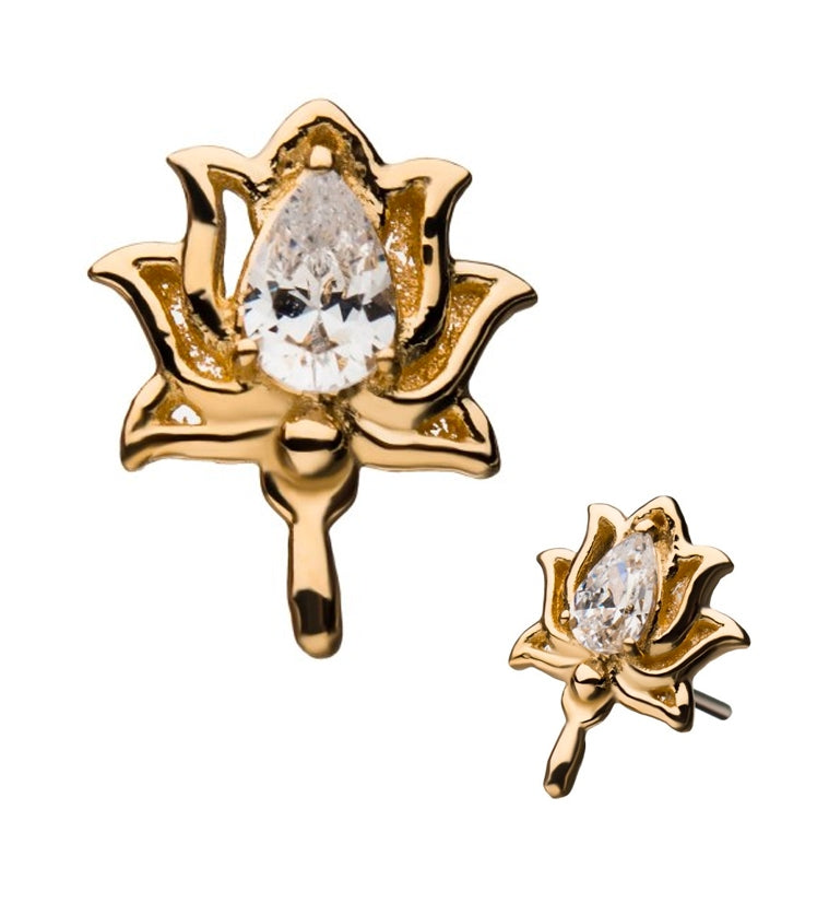 14kt Lotus Flower Gem Threadless Top