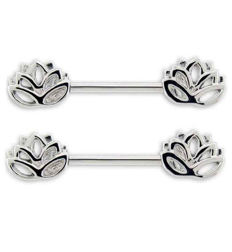 Lotus Nipple Ring Barbell