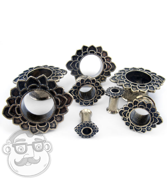 Vinatage Gold Plated Lotus Flower Tunnel Plugs