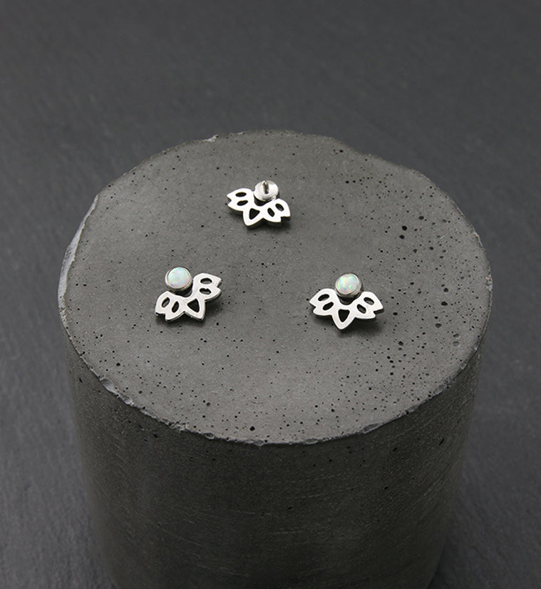 Lotus Flower White Opalite Internally Threaded Titanium Top