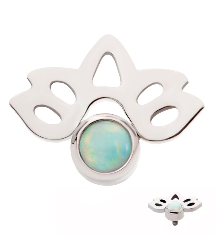 Lotus Flower White Opalite Internally Threaded Titanium Top