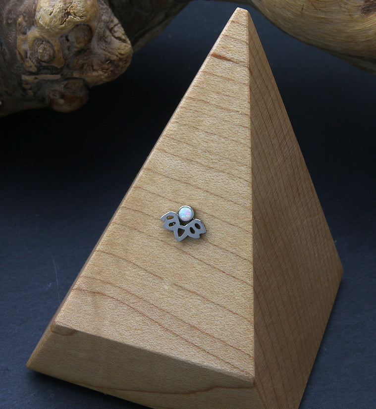 Lotus Flower White Opalite Threadless Titanium Top