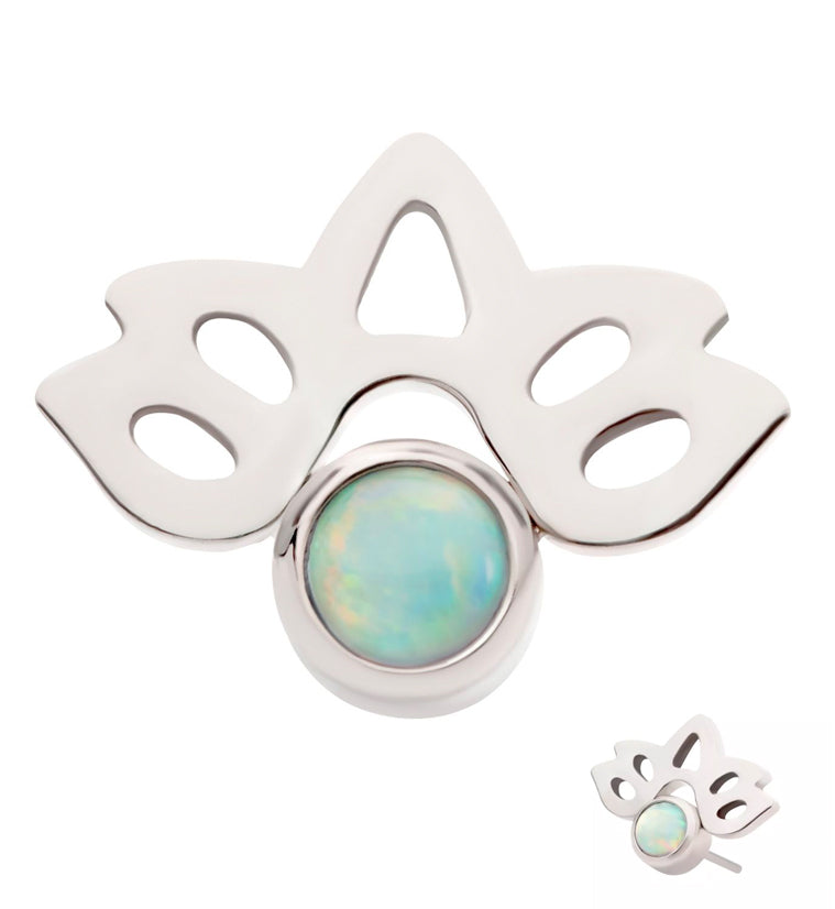 Lotus Flower White Opalite Threadless Titanium Top