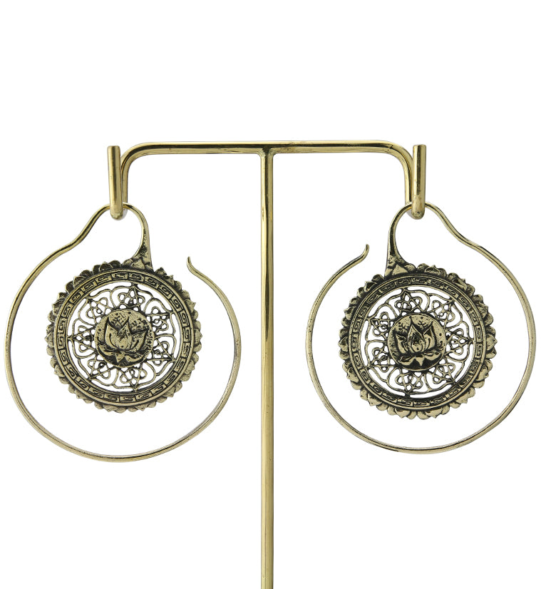 Lotus Medallion Brass Hangers / Earrings