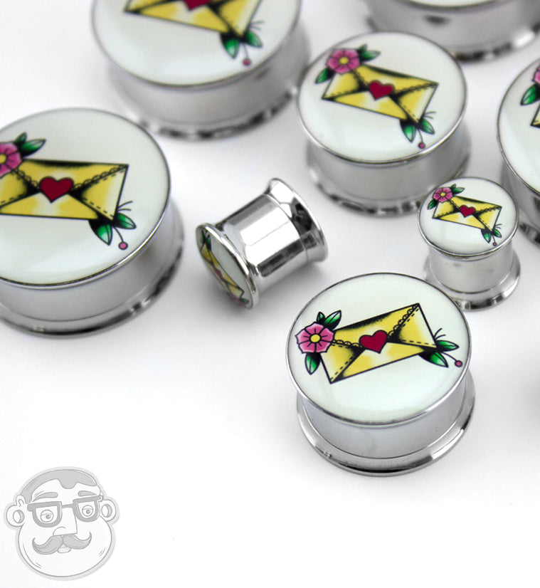 Love Letter Tattoo Steel Plugs