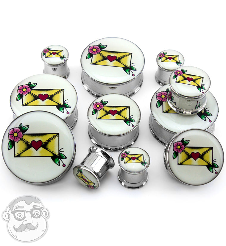 Love Letter Tattoo Steel Plugs