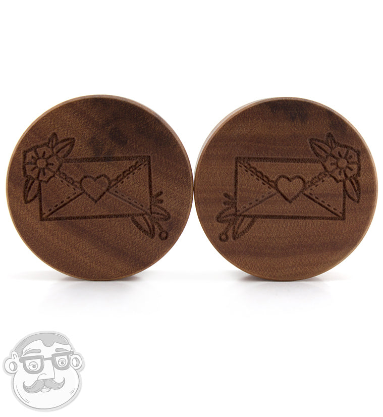 Love Letter Engraved Saba Wood Plugs
