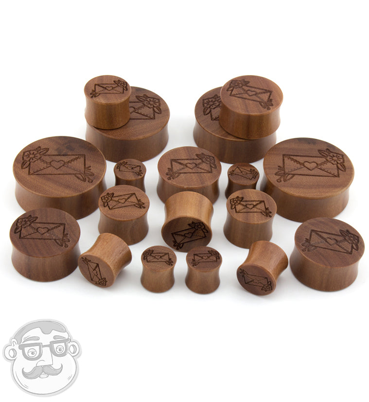 Love Letter Engraved Saba Wood Plugs