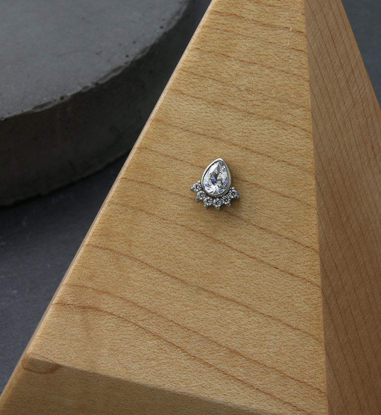 Lure Teardrop CZ Threadless Titanium Top