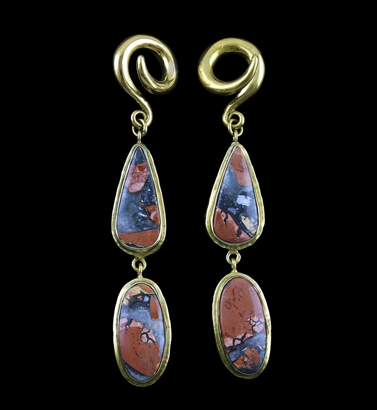 Maligano Jasper Stone Brass Ear Weights Version 1