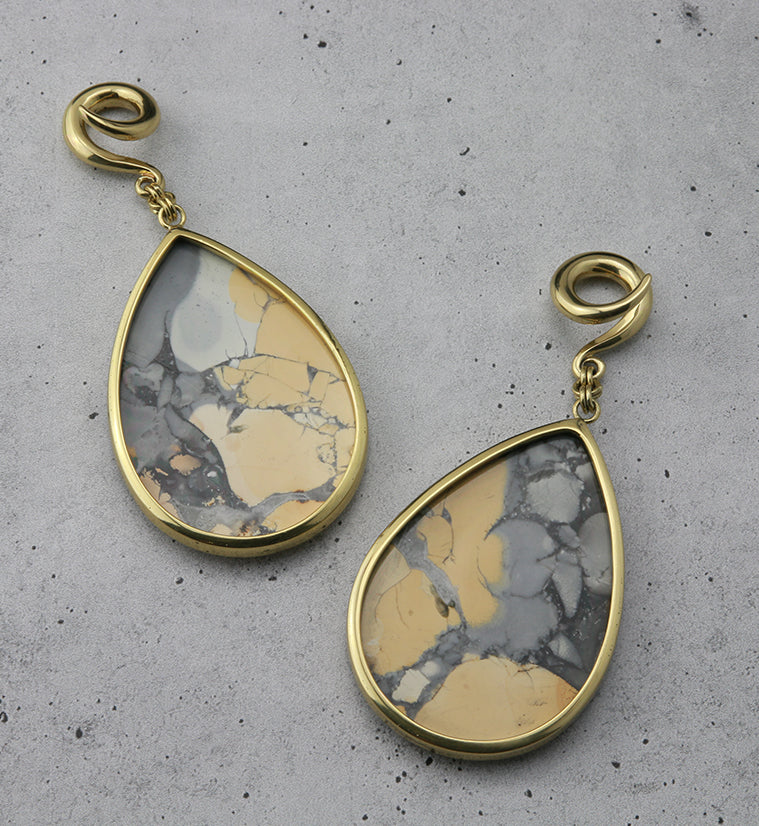 Maligano Stone Teardrop Brass Ear Weights