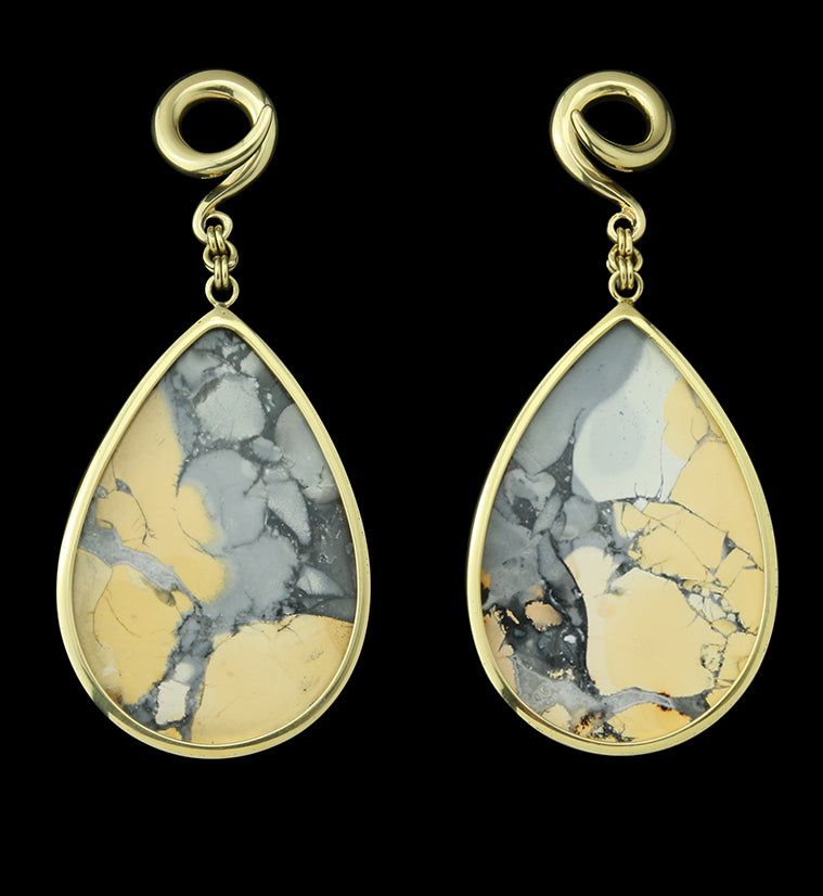 Maligano Stone Teardrop Brass Ear Weights
