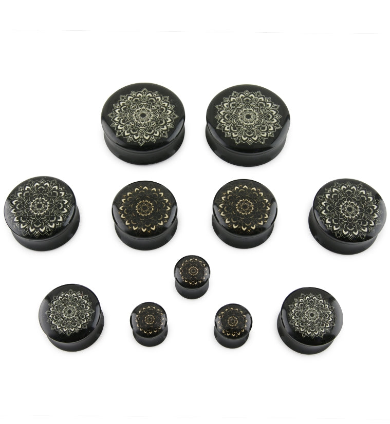 Black Mandala Flower Plugs