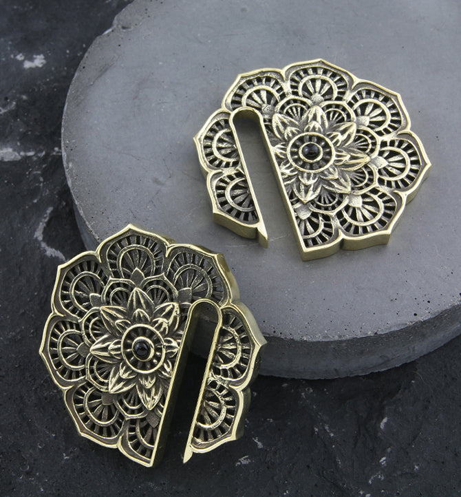 Mandala Flower Brass Ear Weights