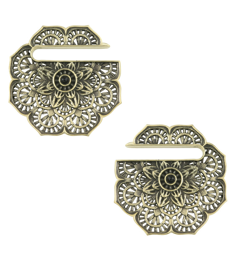 Mandala Flower Brass Ear Weights