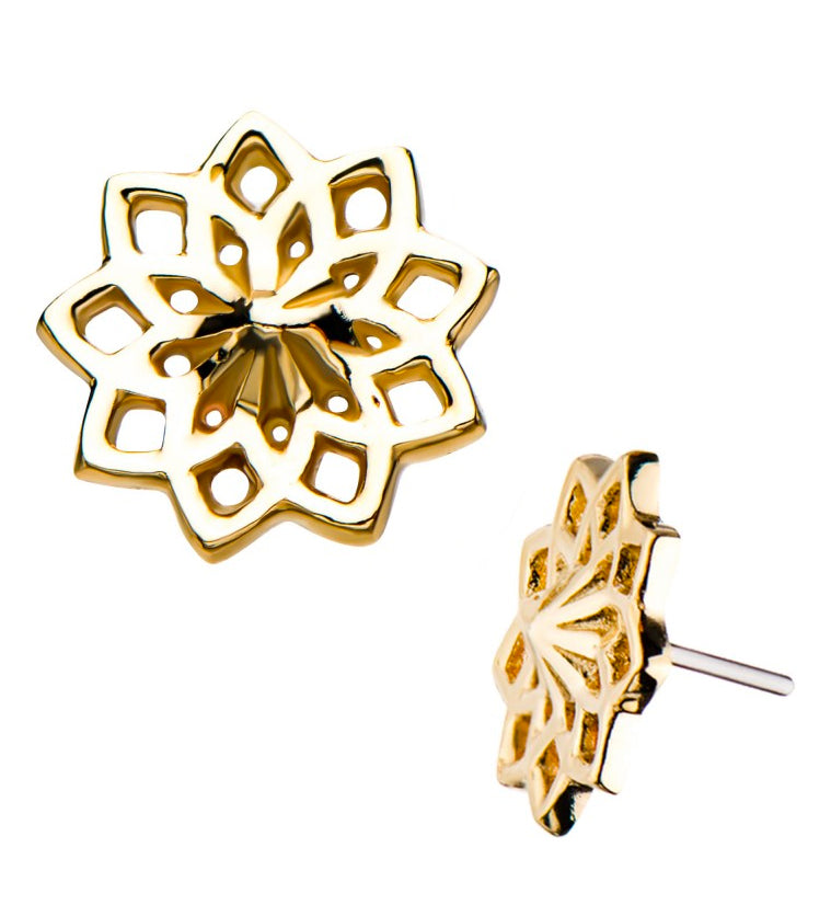 14kt Gold Mandala Flower Threadless Top