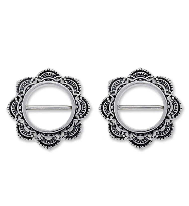 14G Mandala Stainless Steel Nipple Clicker Ring