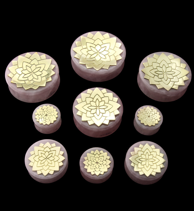 Mandala Rose Quartz Stone Plugs