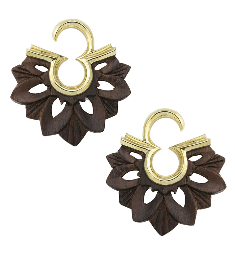 Mandala Wood & Brass Ear Weights