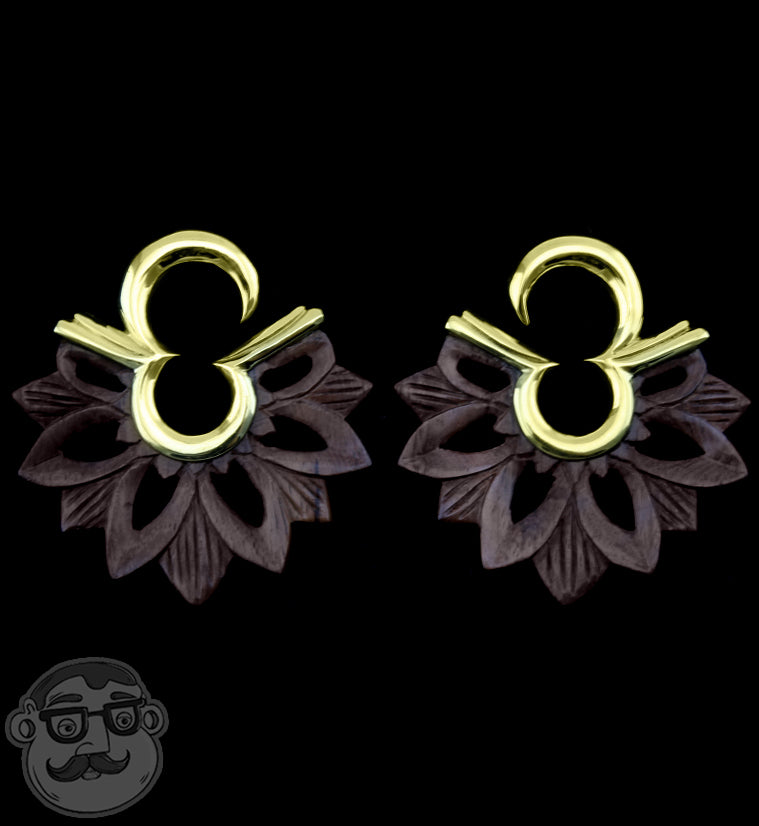 Mandala Wood & Brass Ear Weights