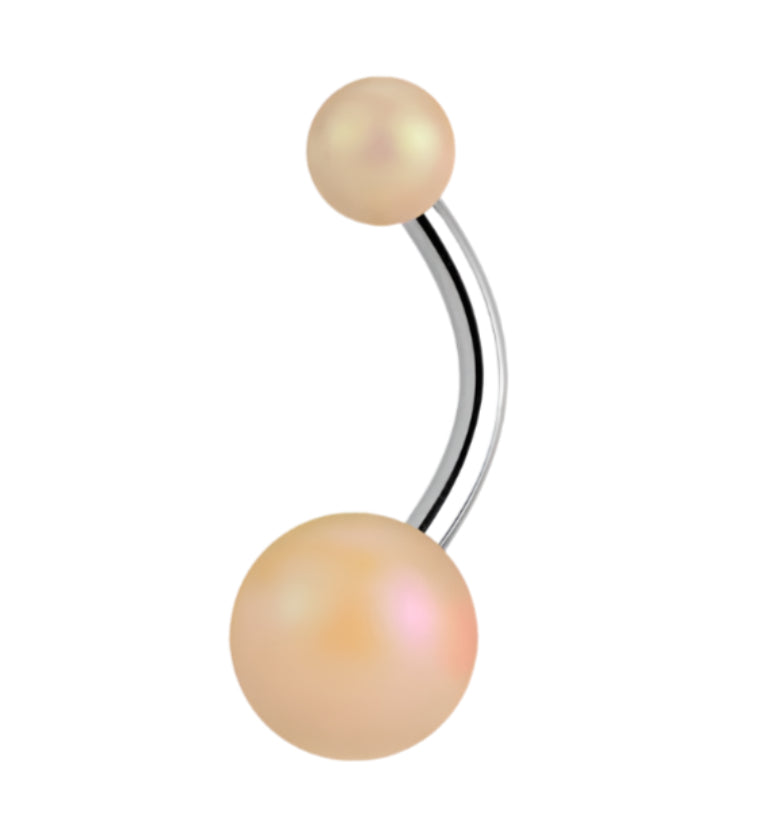 Peach White Stainless Steel Belly Button Ring