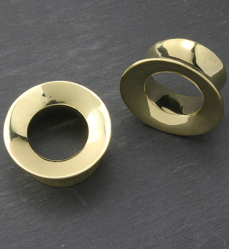 Mayan Flare Brass Tunnel Plugs