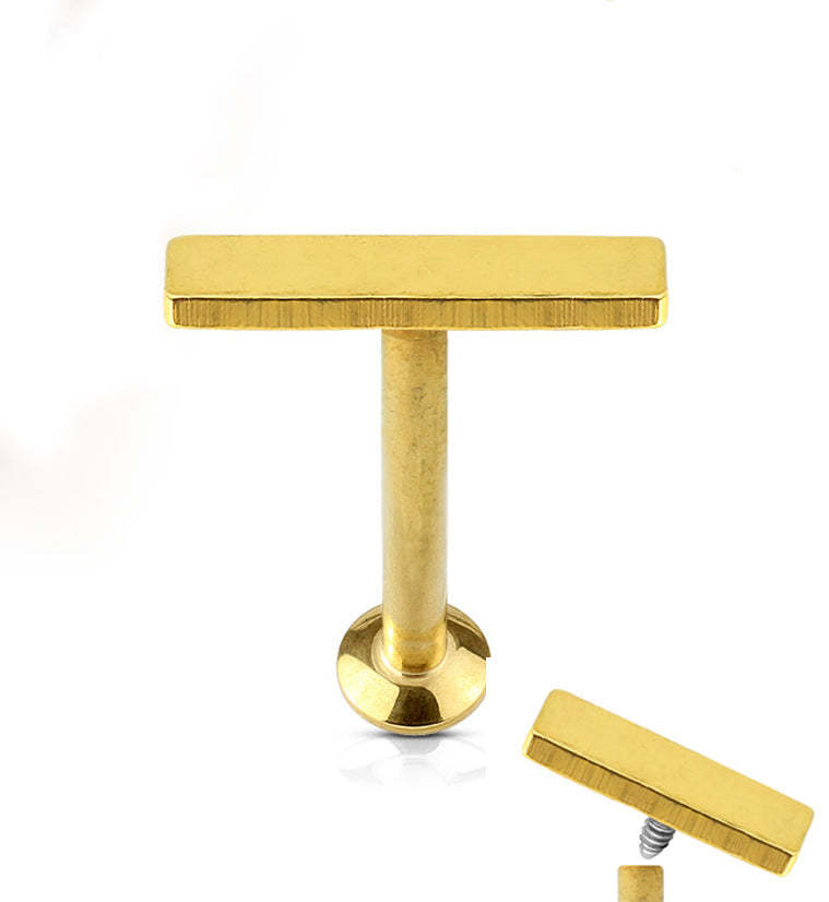 16G PVD Gold Medium Bar Internally Threaded Flat Back Steel Post