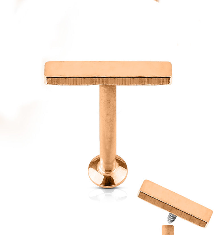 16G PVD Rose Gold Medium Bar Internally Threaded Flat Back Steel Post