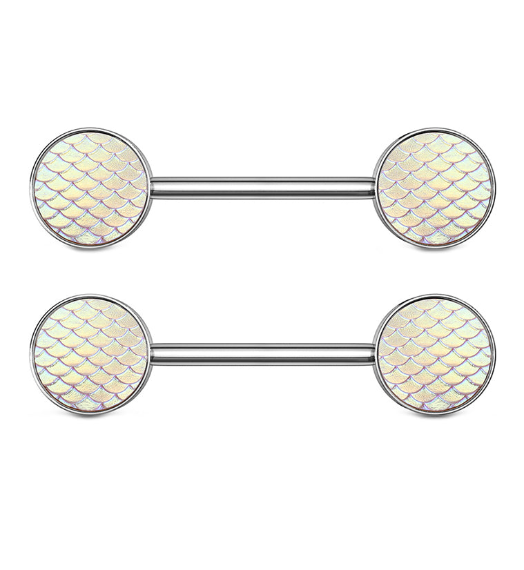 14G Pink Mermaid Scale Nipple Ring Barbell