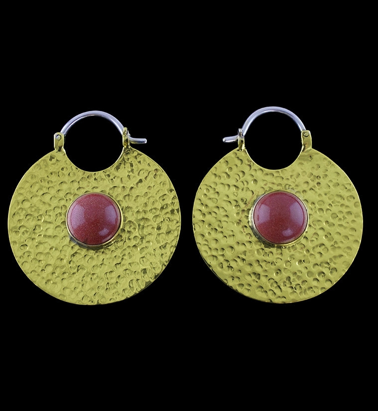 14G Mini DIsk Goldstone Brass Hangers