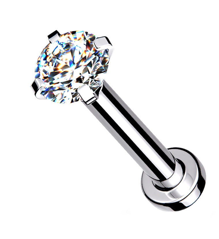 Clear Prong CZ Labret Post