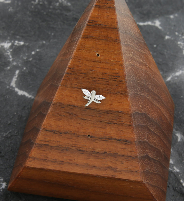Mini Dragonfly Clear CZ Titanium Threadless Top