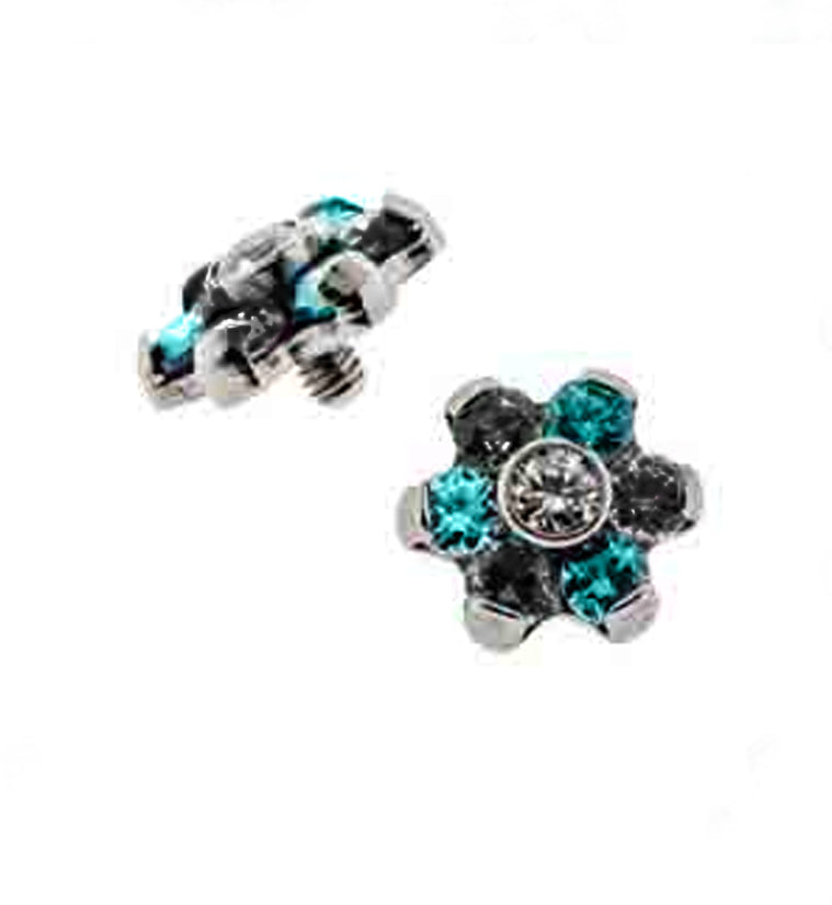 Mint & Black Flower Titanium Threaded End