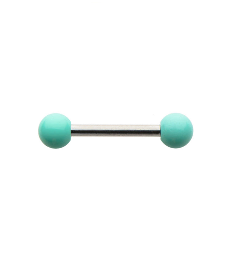 Stainless Steel Barbell with Mint Ceramic Balls