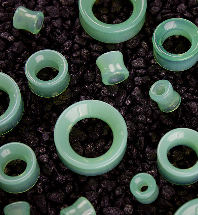 Mint Green Glass Tunnel Plugs