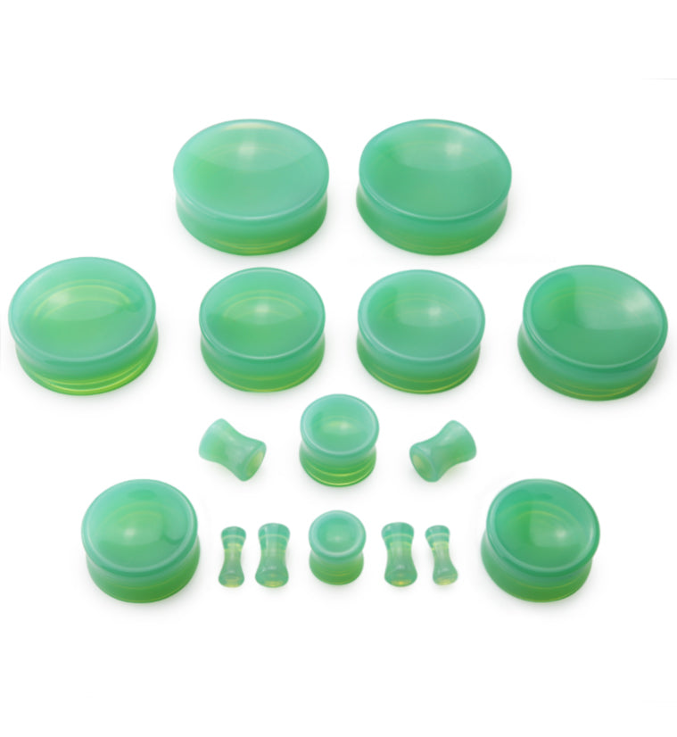 Mint Opalite Glass Plugs (8G up to 1 & 1/2" Inch)