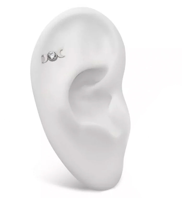 Moon Phase Clear CZ Titanium Threadless Top