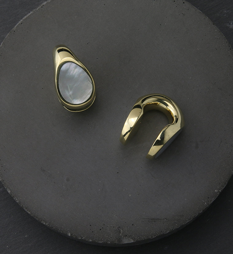 MOP Keyhole Brass Ear Weights