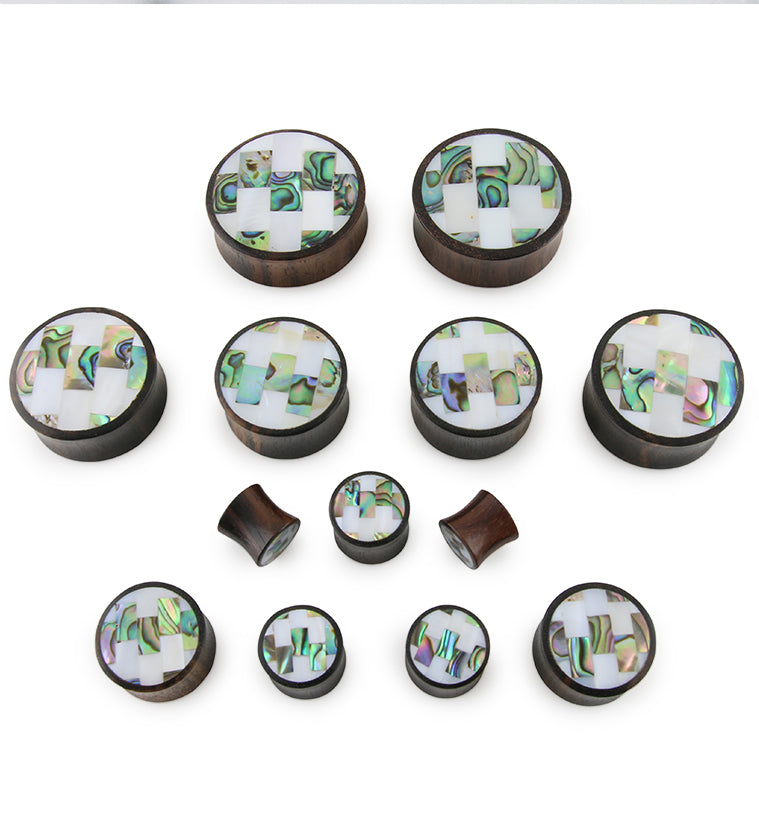 Tiled MOP & Abalone Shell Wood Plugs