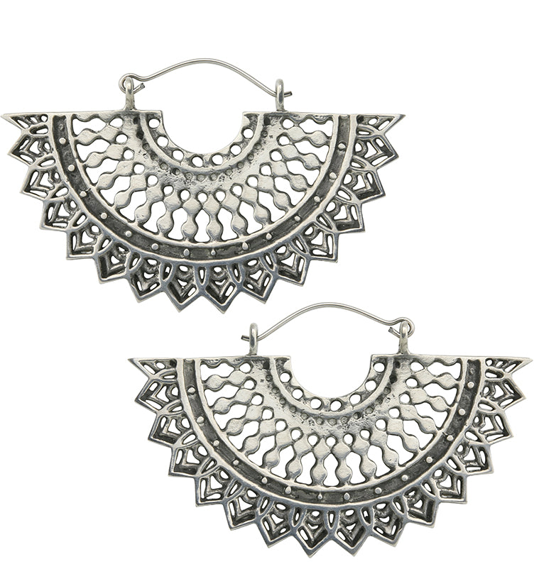 Motif Fan White Brass Hangers / Earrings
