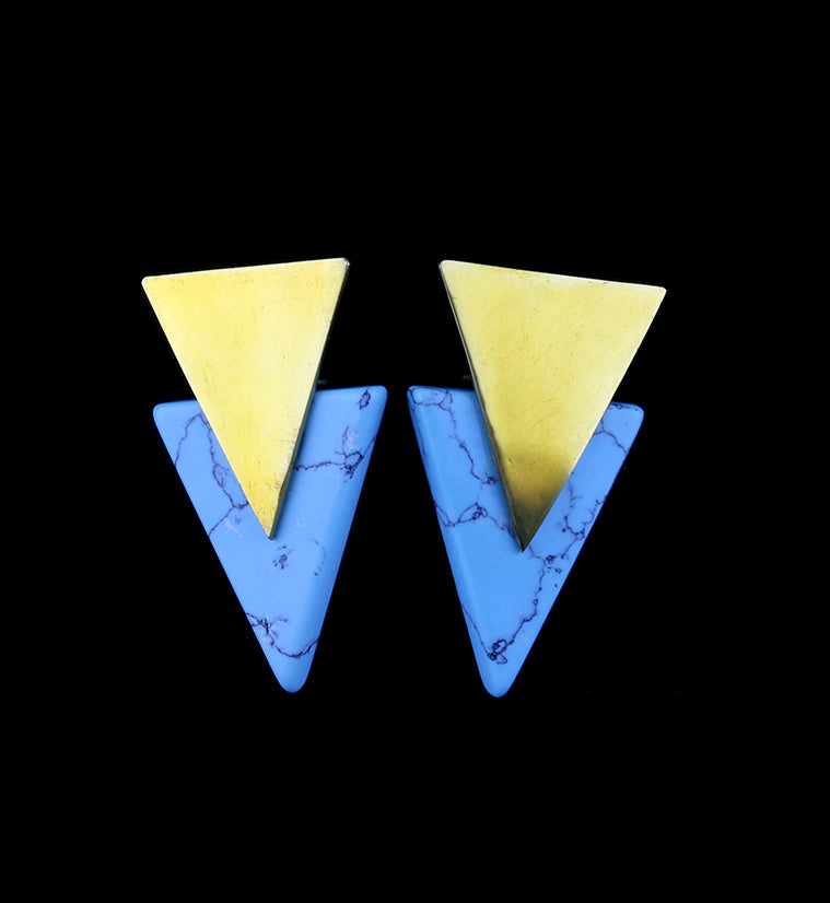 Turquoise Howlite & Brass Nabla Ear Weights