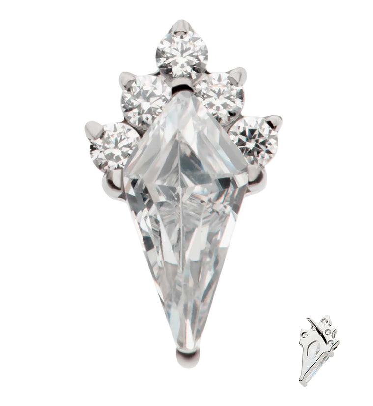 Narrow Adorn Clear CZ Threadless Titanium Top