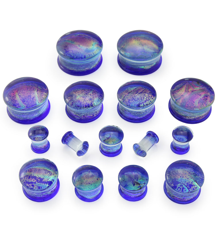 Nightfall Dichroic Glass Double Flare Plugs