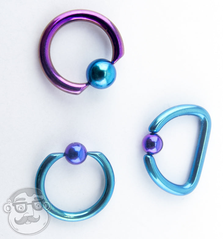 16G Teal & Blurple Niobium Captive Ring