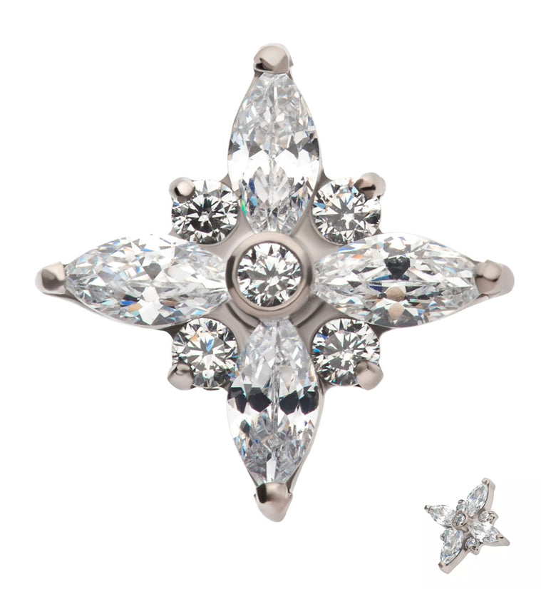 North Star CZ Threadless Titanium Top