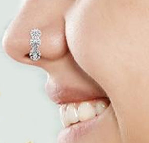 18G Rose Gold PVD Trine CZ Nose Curve Ring