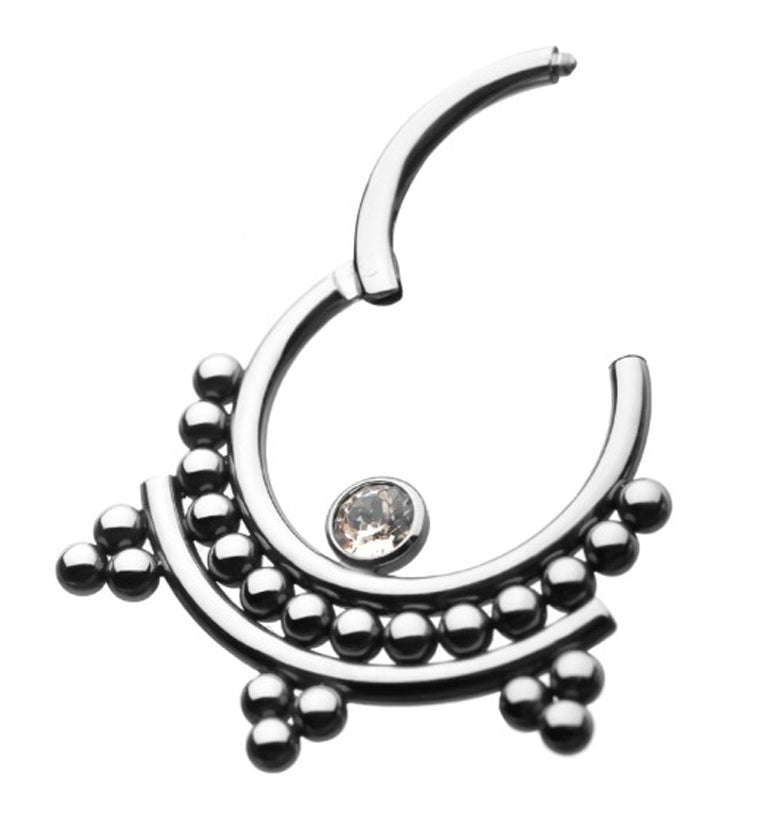 Oblique Beaded Titanium Hinged Segment Ring