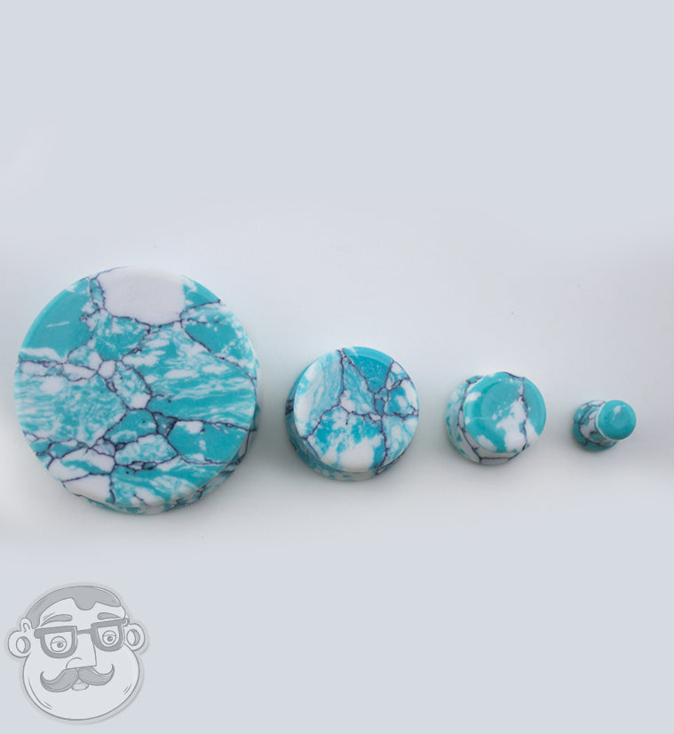 Ocean Howlite Stone Mayan Flare Plugs