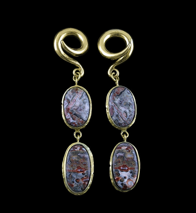 Double Ocean Jasper Brass Ear Weights
