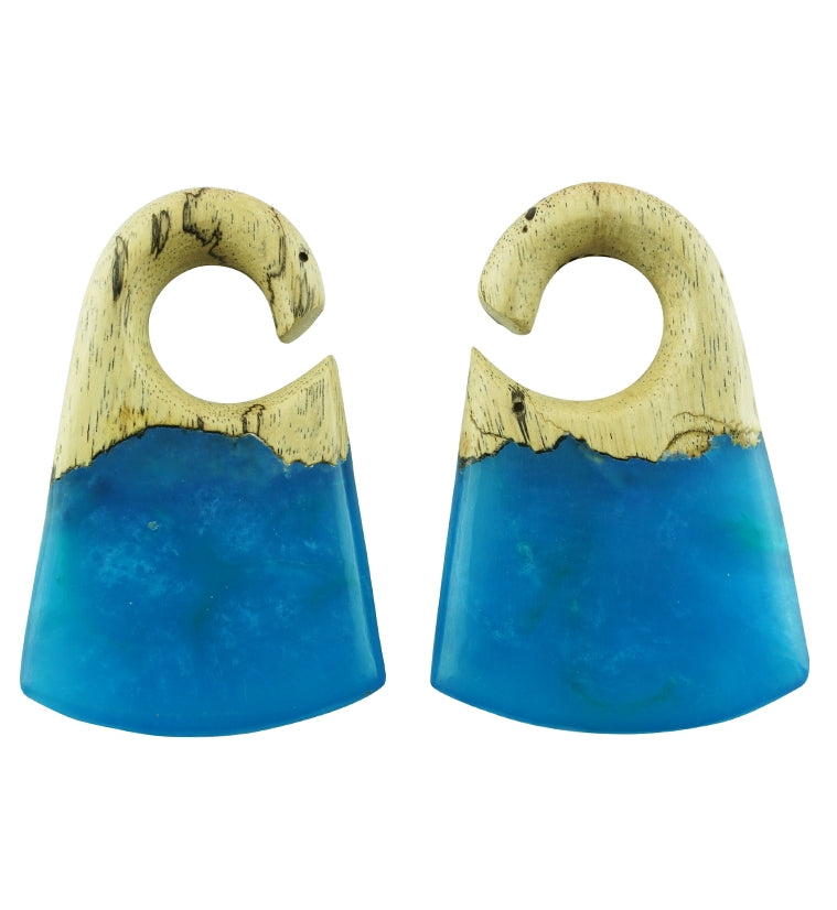 Ocean Resin Locket Tamarind Wood Ear Weights